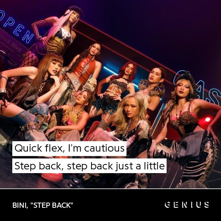 BINIGeniusLyric's tweet photo. #BINI's "Step Back" Performance Video is officially out now! 🔙👀🤚🎶

Step back.. have you checked out the lyrics on our Genius page yet? 👀 If not, we got you covered. 😎

Sing along &amp; catch every line on "Step Back" with us!

#BINI_SignalsEP #BINI_StepBack #BINI_StepBackPV https://t.co/upy8Sdi6MY