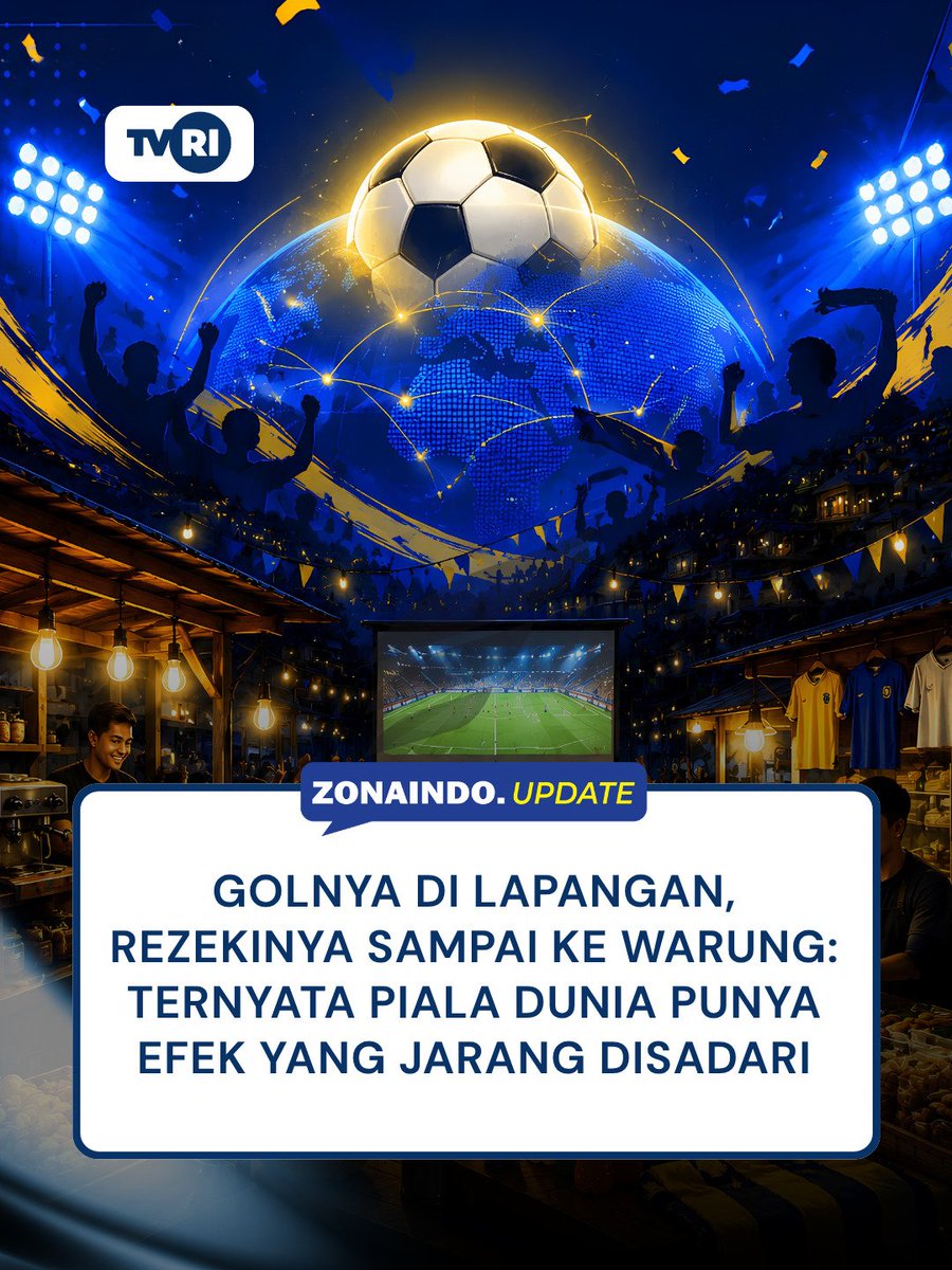 zonaindoupdate's tweet photo. Piala Dunia bukan cuma bikin stadion ramai. Di Indonesia, nobar juga bikin warung penuh, pesanan UMKM naik, dan roda ekonomi ikut berputar. Yang bergerak ternyata bukan cuma bolanya. ⚽📈
#NontonPildunDiTVRI #PestaBolaDiTVRI #fyp #nobarbola #umkmindonesia https://t.co/HCADeuYj34
