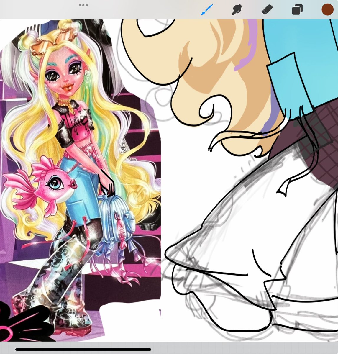 ptduckalt's tweet photo. im drawing this lagoona and BRO HOW AM I GONNA DO THE PANTS PATTERN😭😭 https://t.co/bXCVSTPdwN