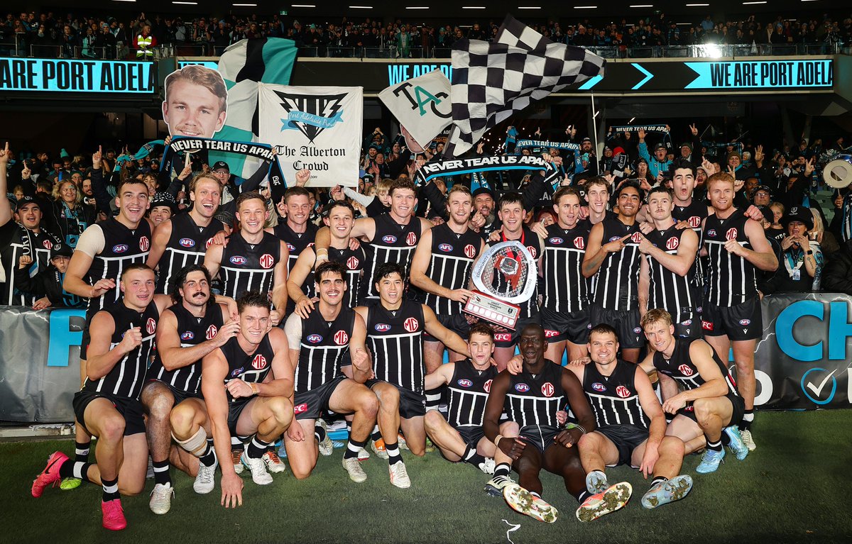 AFL's tweet photo. A special victory for the Power ⚡️

#AFLPowerCrows https://t.co/emDmU18iZb