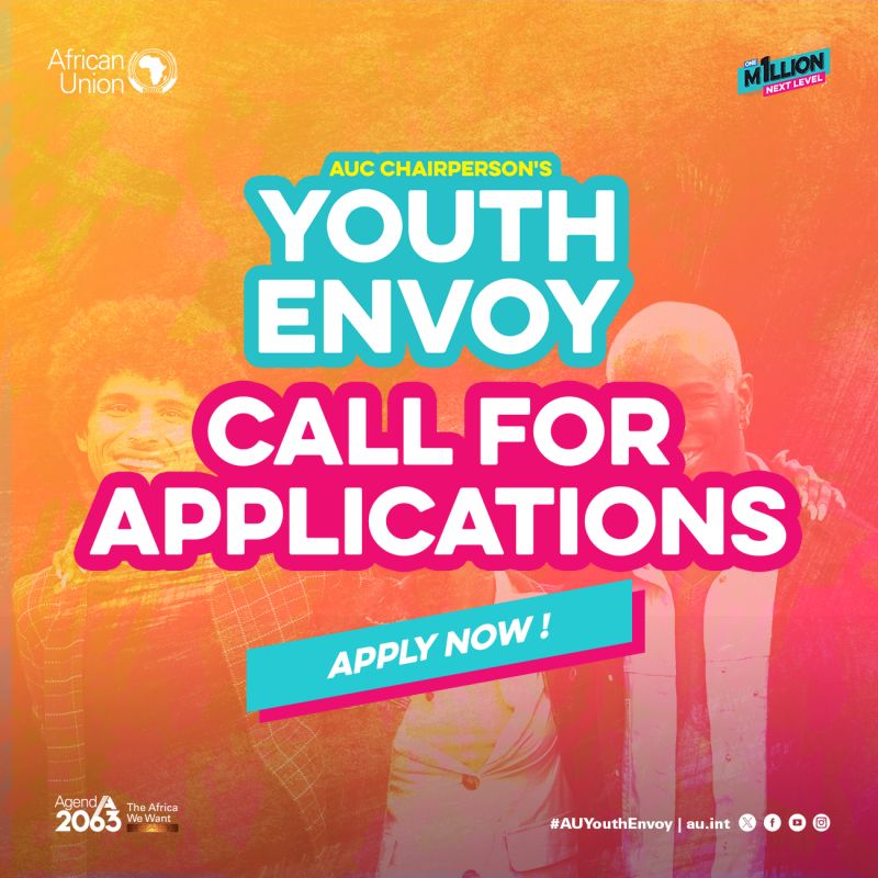 opportunitiesfy's tweet photo. 🚨 Applications are open for the African Union Chairperson's Youth Envoy (P3)! 🌍 One of Africa's top youth leadership opportunities—apply by 9 July 2026: https://t.co/8HVdOKdgxk | Tag someone &amp; apply 

#AUJobs #AfricanUnion #YouthLeadership #AfricaJobs https://t.co/sMxg9clyI6