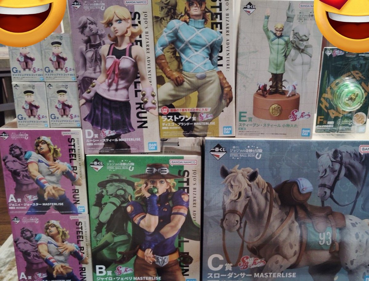 collection1210's tweet photo. 一番くじ　ジョジョの奇妙な冒険　STEEL　BALL RUN　最終結果🔥
合計63枚引いてAABCDEFです！！
ロット行かないでコンプリートできたからまぁ良しとするかw
NARUTO、ジョジョと引きすぎたので7月は一番くじ辞めますw
＃フィギュア倶楽部
＃STEELBALLRUN
＃一番くじ
＃ジョジョ好きと仲良くなりたい https://t.co/8pNjHyXZyv