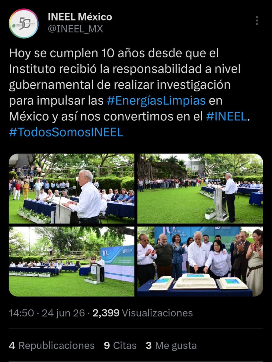 azucenau's tweet photo. 🔴Pese a que la Secretaría de Energía afirmó que Víctor Rodríguez Padilla no fungió como director del INEEL, el instituto compartió en varias ocasiones publicaciones donde se le ve al frente de este. 

Incluso, en un post del 3 de junio, lo citaron diciendo “asumo con honor y responsabilidad la dirección del INEEL”.