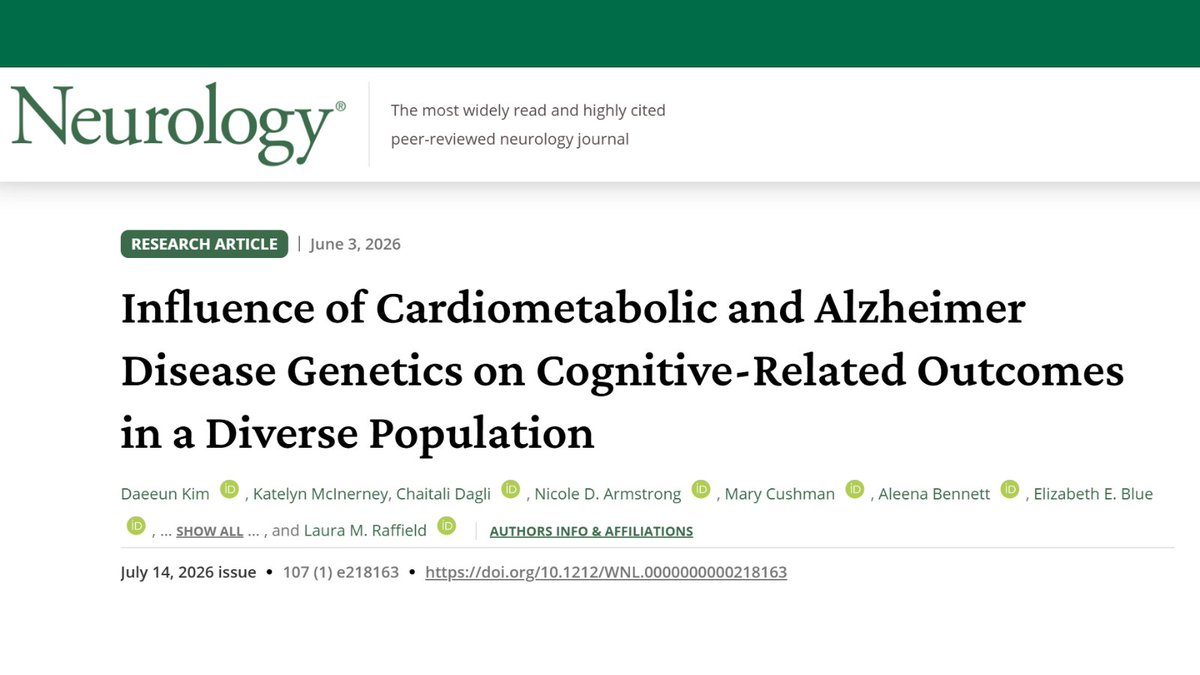 GreenJournal's tweet photo. This study examined the influence of cardiometabolic and Alzheimer disease genetics on cognitive-related outcomes in a diverse population: https://t.co/pPKDXQOnMo https://t.co/sGGKKlTQA6