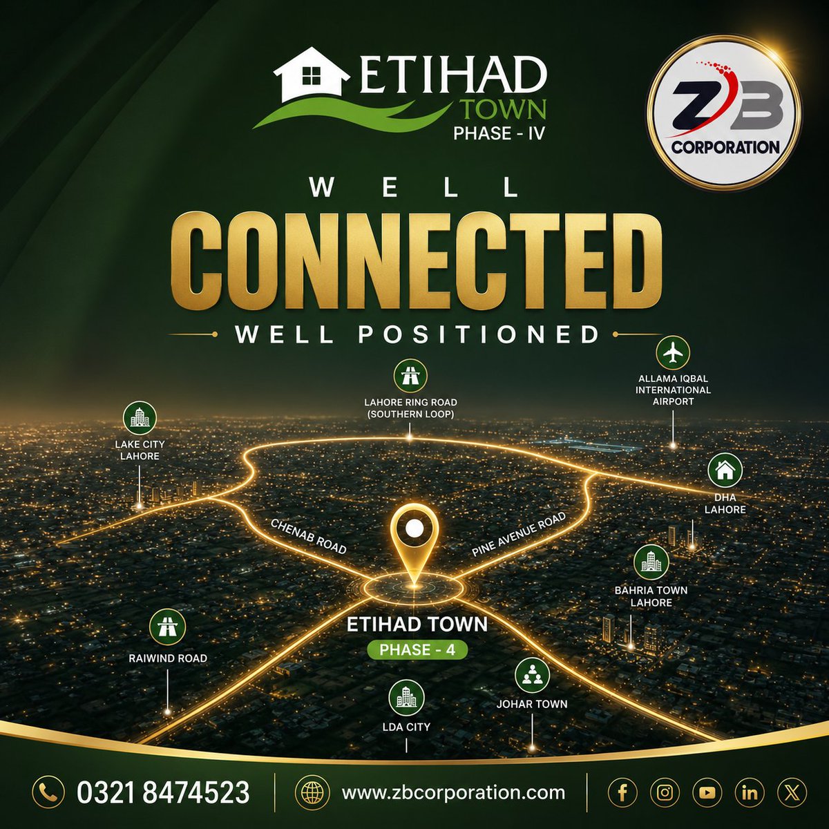 ZBCorporations's tweet photo. 📍 WELL CONNECTED. WELL POSITIONED. WELL INVESTED.

𝐄𝐭𝐢𝐡𝐚𝐝 𝐓𝐨𝐰𝐧 𝐏𝐡𝐚𝐬𝐞 𝟒 offers a prime location with seamless connectivity to Lahore's major landmarks and road networks, making it the ideal destination for both homeowners and investors.
📞 UAN: 0321 8474 523 https://t.co/0E2IHUSOu9