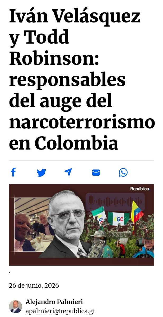 CEDEguate's tweet photo. #VerdadQueSeLosDije
Iván Velásquez y Todd Robinson: responsables del auge del narcoterrorismo en Colombia ⬇️
https://t.co/AMYAjmGipN https://t.co/icCWXbYf9Q