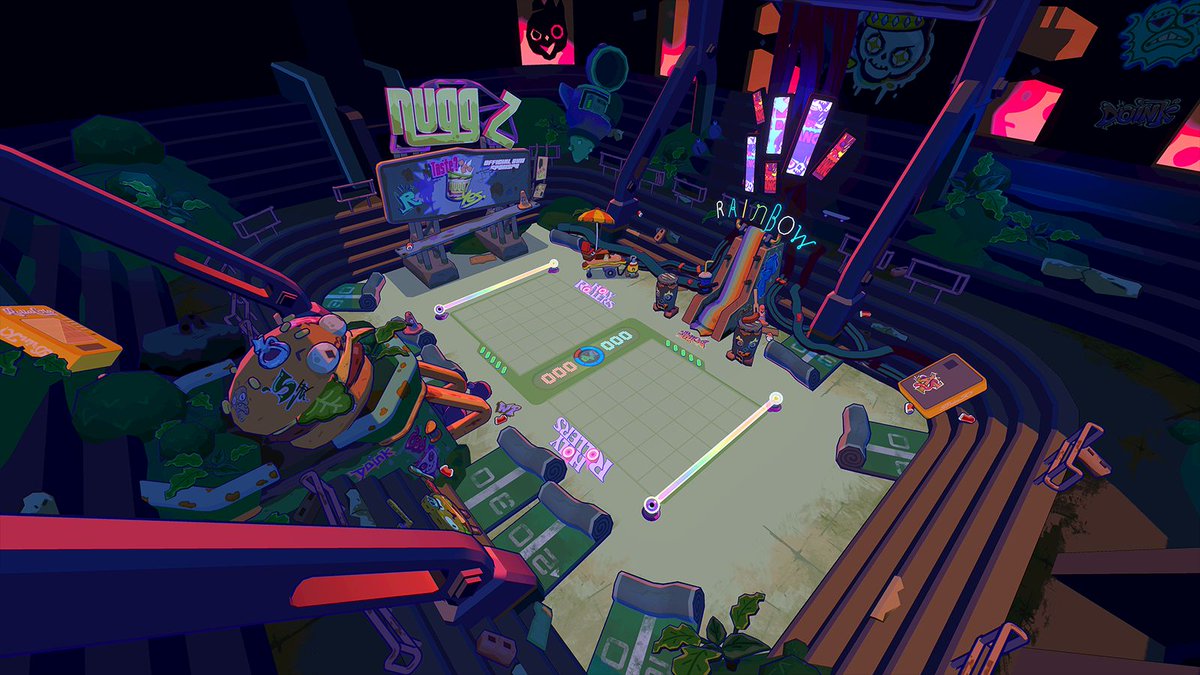 CAPYGAMES's tweet photo. Here’s something fun and new for #screenshotsaturday - one of the arenas in Battle Vision! 

There’s a lot of cool stuff in here… including a couple of capybaras! Can you spot them? 👀💙 https://t.co/rU0bTCd9d7