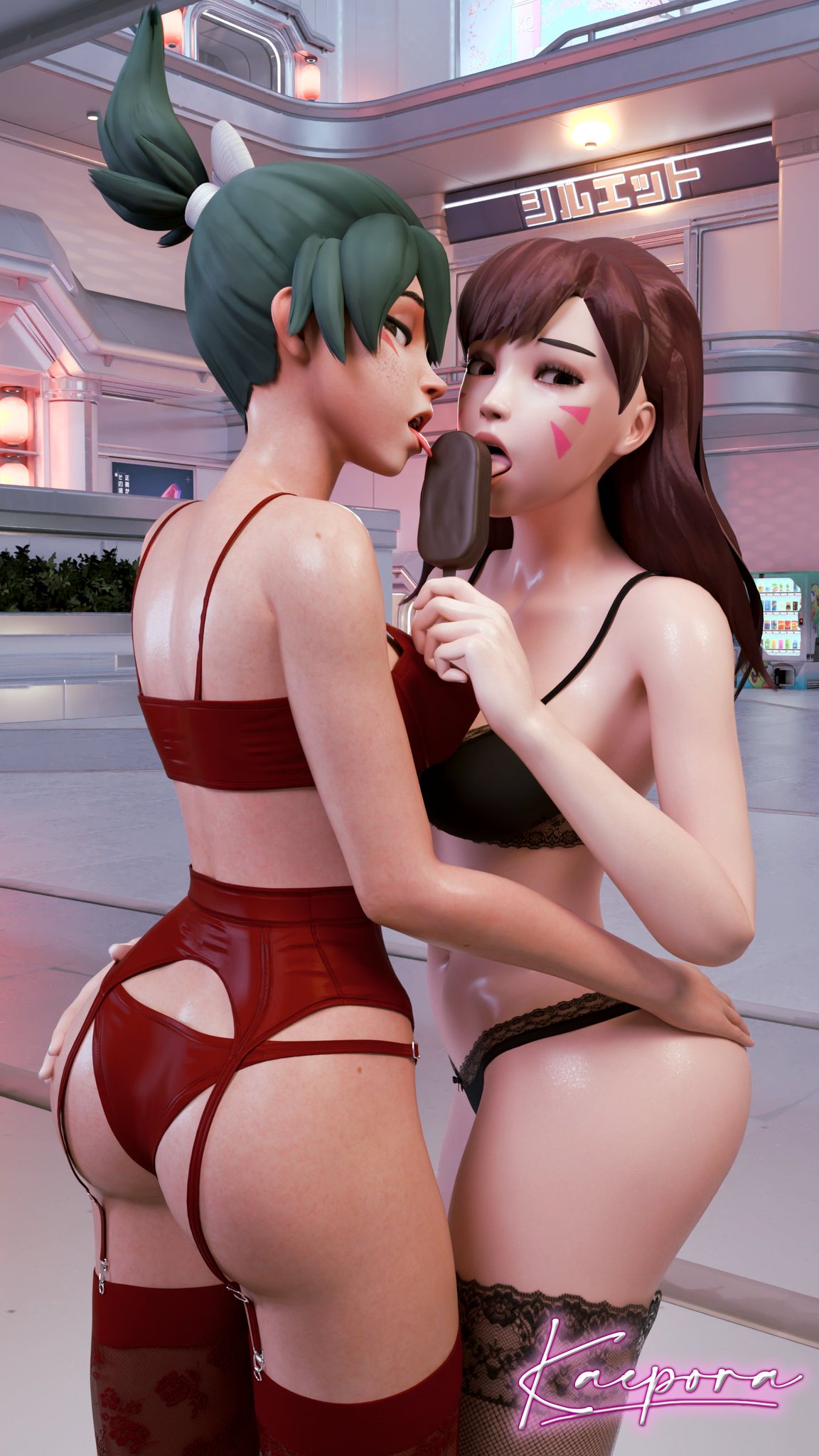 Hello Lewdies, A refreshing break in Neon Junction, An ice cream before going back to work. 🥵 #NSFWart #Rule34 #Overwatch https://t.co/KTRapVyBQE