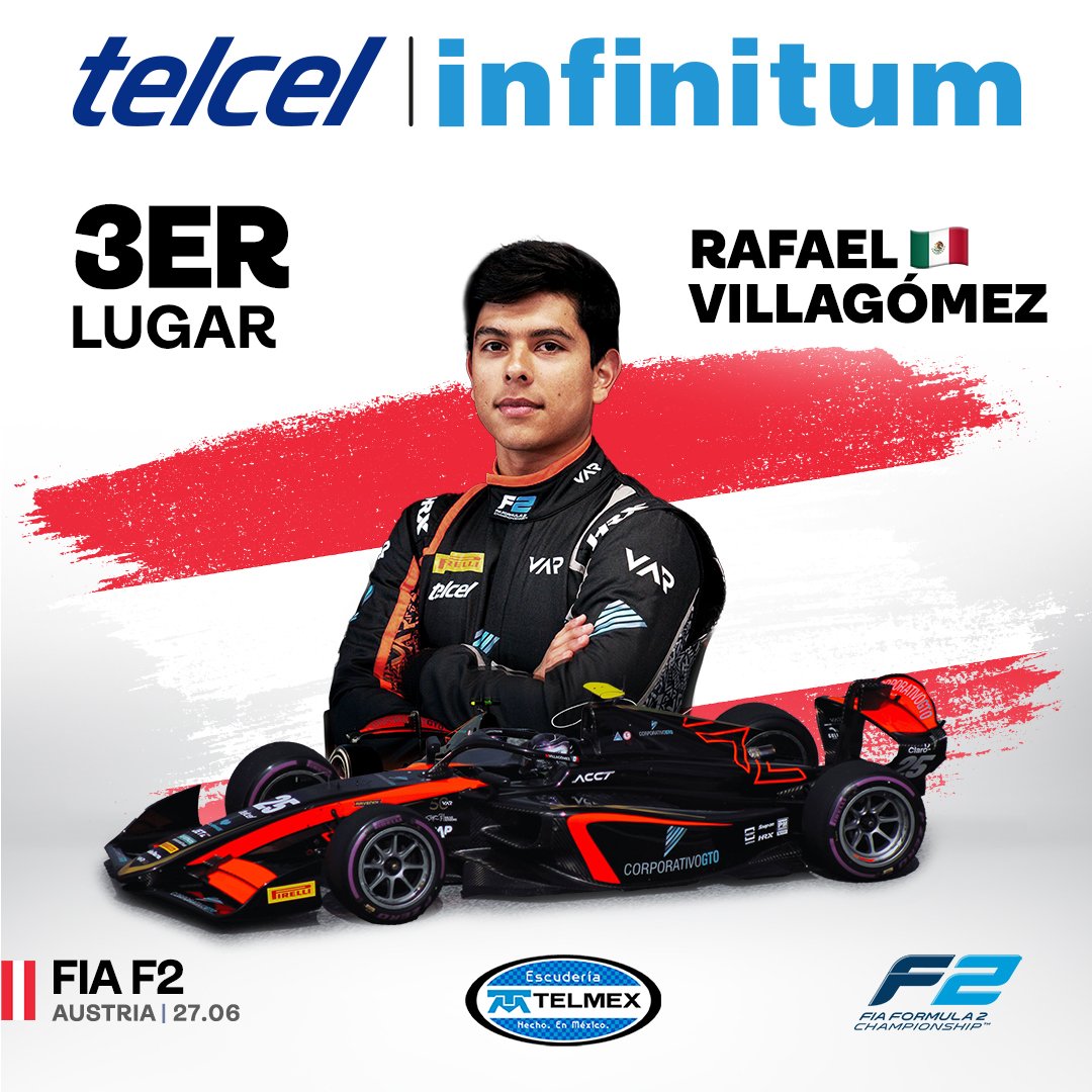 Telcel_Racing's tweet photo. ¡Doble podio para #EscuderíaTelmexTelcel en la Sprint Race de #F2 en Austria! 🏎️💨 

#AMáximaVelocidad https://t.co/CR3d0Q4dI9