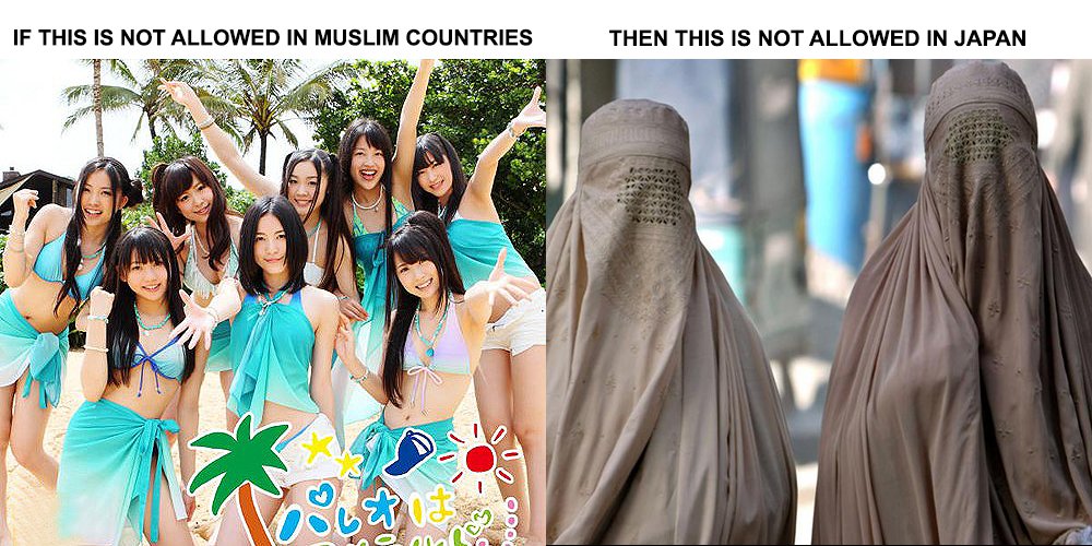 harukaawake's tweet photo. 🇯🇵 Japan has no reason to ever accept Muslim dress codes under any circumstances. 

Women are banned from showing their hair or any part of their bodies in their countries. We must repay them with the same cultural courtesy. https://t.co/GyASlHxkDl
