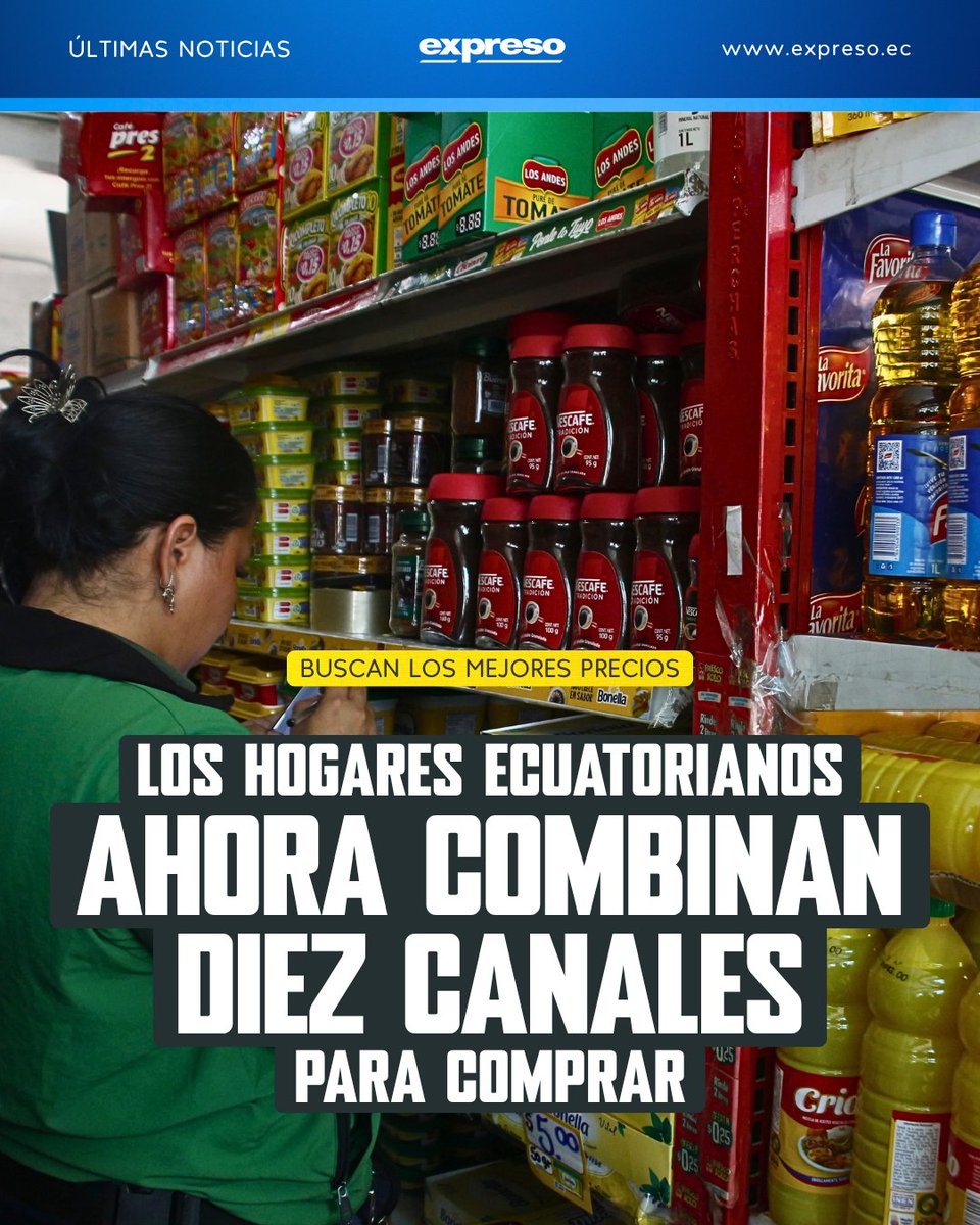Expresoec's tweet photo. El consumidor ecuatoriano cambió. Ya no entra a un local y compra lo primero que encuentra. Ahora compara precios, revisa promociones desde el celular, busca marcas más económicas y decide con más cautela qué llevar a casa.

Los pormenores: https://t.co/UsU7oynYhf https://t.co/MSqRVzsmCi