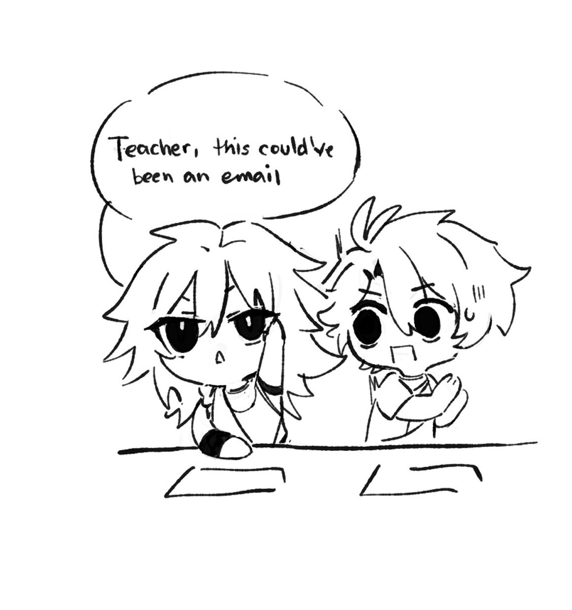 phaideigallery's tweet photo. ✨more past doodles!✨

first one was based on that hoyolab event where mydei got in trouble for asking to leave class early in an au (?) which was so funny to remember tbh🤣 https://t.co/ELY74UHOXF