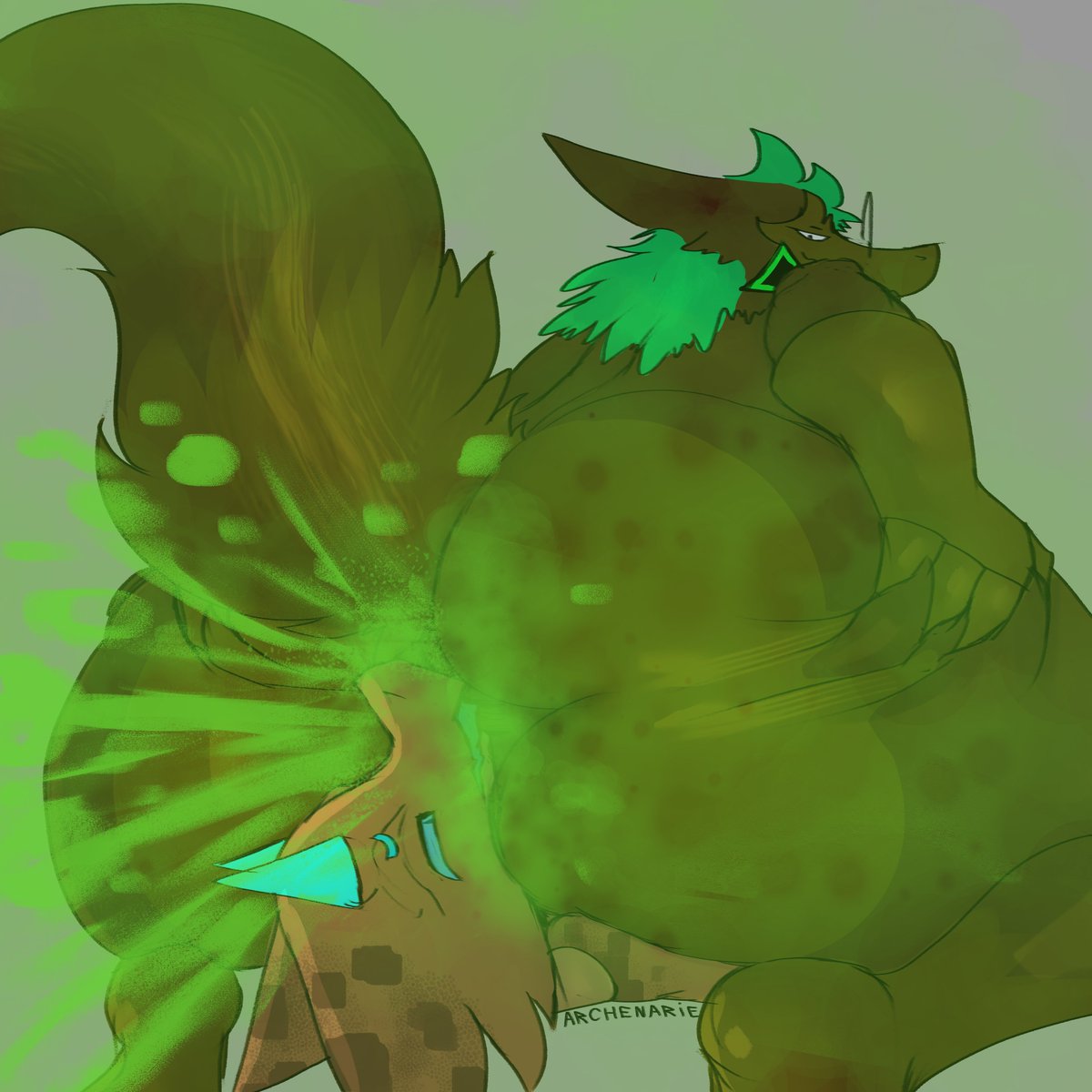 stinkobold's tweet photo. Sergal making a kobold swallow his disgusting farts~ https://t.co/3IEtpUz6XL