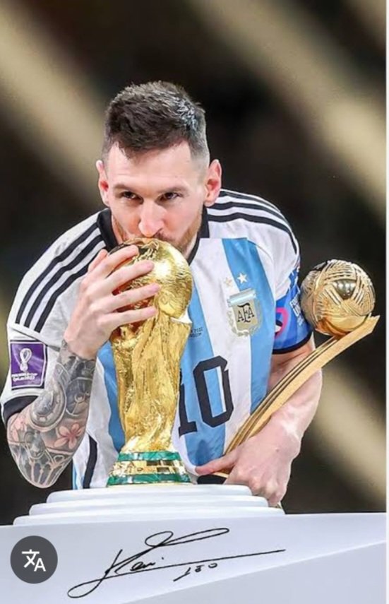 MondayIzigah's tweet photo. "Lionel Messi has conquered his final peak. Lionel Messi has shaken hands with the paradise. The little boy from Rosario, Santa Fe, has just pitched up in Heaven.... It is hard to escape the supposition that he has rendered himself today - the Greatest of All Time. 

- Peter Drury (2022 World Cup final)