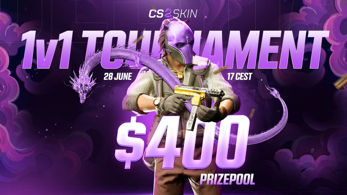 CS2skin_com's tweet photo. We're hosting another 1v1 tournament on Sunday 🏆

$400 prize pool and completely free to enter, register via link in the replies https://t.co/1DzwstPX20