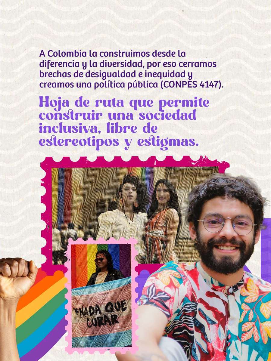 ViceColombia's tweet photo. Por primera vez, Colombia cuenta con una Política Pública Nacional para la población LGBTIQ+. Y no se quedó en el papel… la convertimos en acciones concretas. 🌈✊🏾

Aquí te contamos algunos de los logros alcanzados con el CONPES 4147. ⬇️ https://t.co/KUuJb23zNI