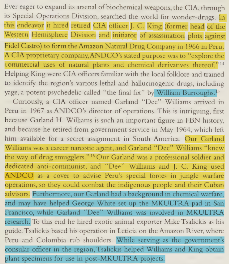 toxictiramisu's tweet photo. CIA created ANDCO in 1966 in Peru as a front to collect drugs for MKULTRA experiments. CIA officers ran the company with CIA-backed dictatorships across South America hosted cocaine-processing plants, protecting drug-smuggling warlords &amp; Nazis. CIA ran the global narcotics trade. https://t.co/8Bl84hS4k2