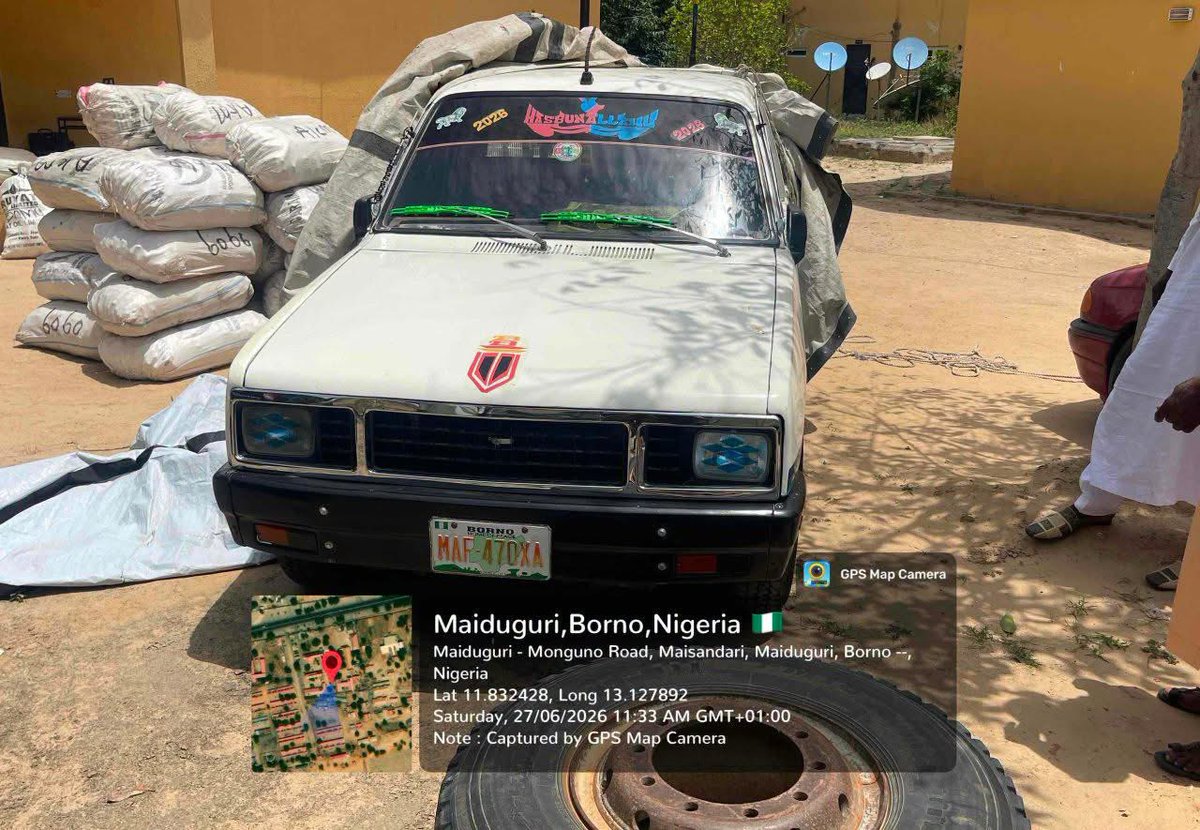 1zblogsnews's tweet photo. Borno Police intercept large consignment of illicit substances, arrest suspect

The Borno State Police Command has announced the interception of a large consignment of illicit substances and the arrest of a suspect during an intelligence-led operation in Maiduguri.

According to a press release signed by Police Public Relations Officer ASP Nahum Kenneth Daso, operatives of the Command’s X-Squad acted on credible intelligence on June 26, 2026, and intercepted an Isuzu Bedford pick-up vehicle along the Baga Road bypass.

A search of the vehicle reportedly led to the discovery of 55 sacks containing 60ml bottles of an illicit substance known as “Gumm.”

Preliminary investigations suggest the substances were being transported to Ngamboru Ngala LGA, with the intention of smuggling them across international borders.

One suspect, identified as Babagana Modu (51), the driver of the vehicle, was arrested and reportedly stated he had been hired to transport the consignment. Police say efforts are ongoing to apprehend other individuals linked to the operation.

The Command reaffirmed its commitment to fighting drug trafficking and urged the public to support security agencies with timely information.