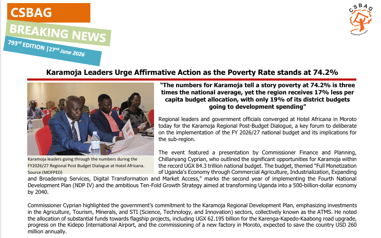 CSBAGUGANDA's tweet photo. Karamoja Leaders Urge Affirmative Action as the Poverty Rate stands at 74.2%. 

Please tap this link to learn more: https://t.co/TJTqwlqNzR

@mofpedU 🇳🇱🇸🇪🇩🇰🇮🇪 @NLinUganda @SwedeninUG  @ACODE_Uganda @SEATINIUGANDA @URAuganda @DailyMonitor https://t.co/ccX7khGMAB