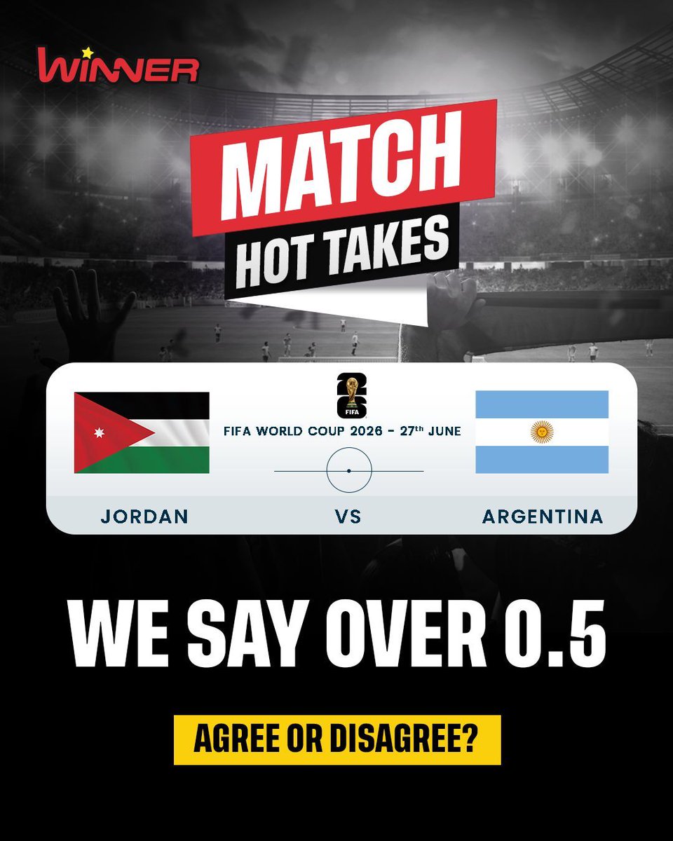 winner_rw's tweet photo. FIFA World Cup ๐๐
Can Jordan pull off an upset, or will Argentina move closer to glory? ๐โฝ
Who are you backing and what's your score? Tell us below! ๐๐ฅ
#WinnerRwanda #CommentBelow #footballpredict #GameOn https://t.co/jvttrAI4Gk