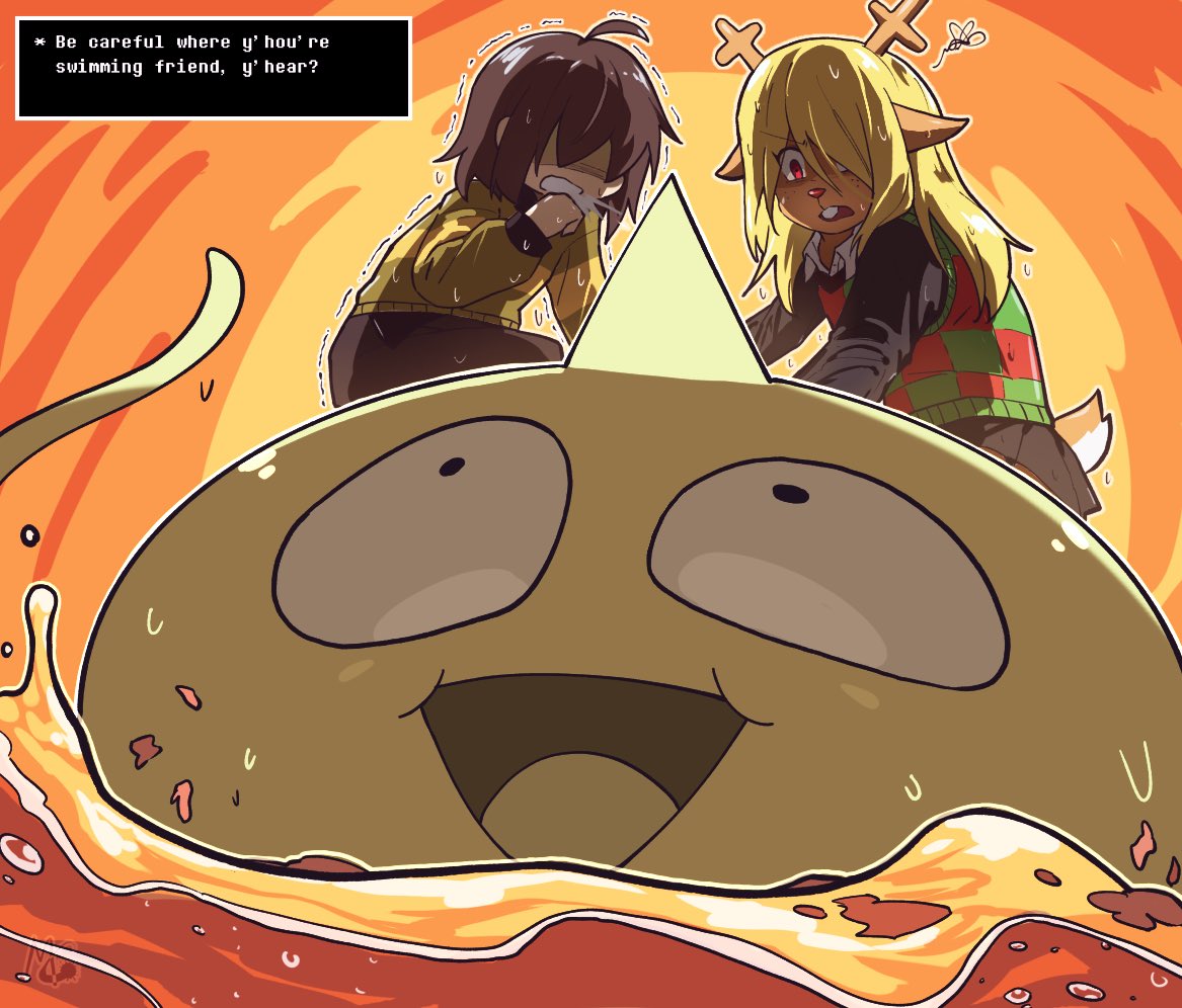 MC_harac98's tweet photo. I’d like to imagine that’s how they got back to shore, imagine loading and your hair is still wet…
#deltarune
#deltarunespoilers https://t.co/ou2ro3qnLU