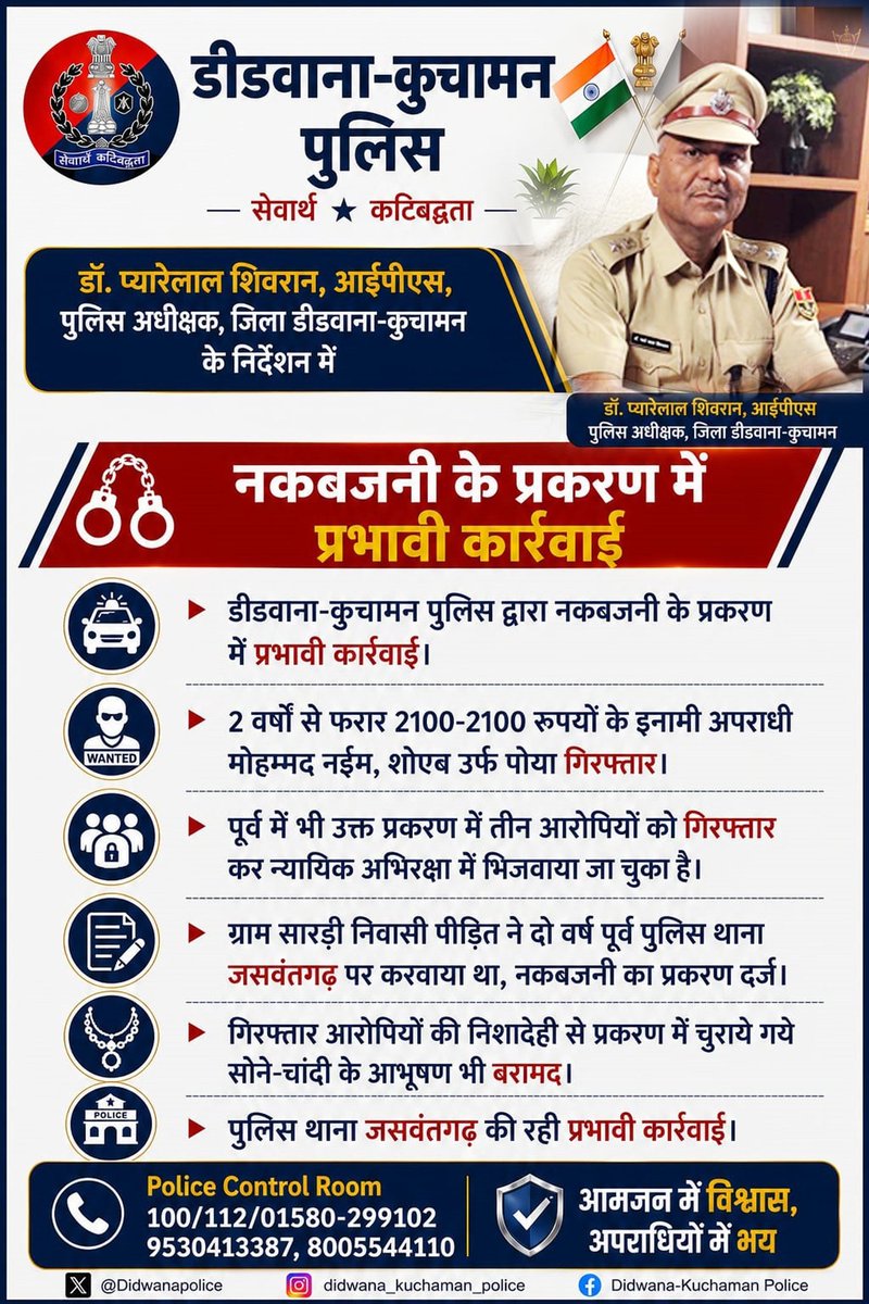 Didwanapolice's tweet photo. #Didwana_Kuchaman_Police 
@IgpAjmer @PoliceRajasthan https://t.co/mXlFX54qkf