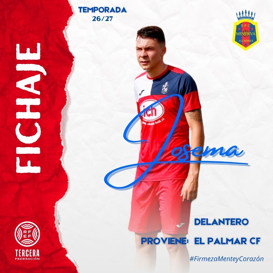 SFCMinerva2's tweet photo. ✍️ 𝗙𝗜𝗖𝗛𝗔𝗝𝗘 | 
Un auténtico goleador, con experiencia en Segunda RFEF y un pasado albinegro con varios ascensos en su trayectoria, regresa para aportar calidad, frescura y mucho gol a nuestro ataque.
¡Bienvenido, Josema!

#FirmezaMenteyCorazon
#SomosMinerva https://t.co/1iO13Z5IMg