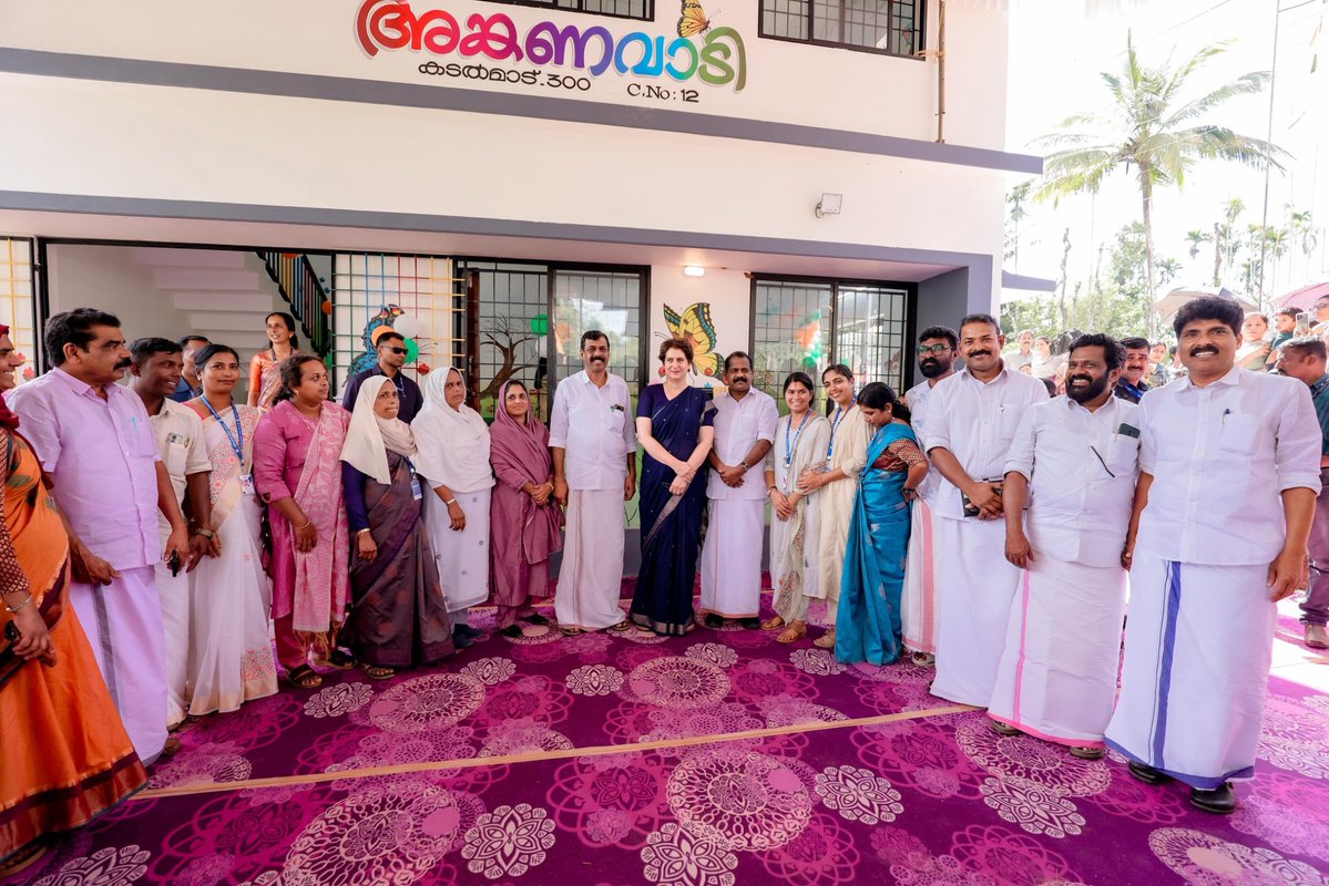 INCIndia's tweet photo. Congress General Secretary &amp; Wayanad MP Smt. @priyankagandhi ji today inaugurated the Smart Anganwadi at Kadalmadu, Perumbadikkunnu, Sultan Bathery.

📍  Kerala https://t.co/fWUxbtBJg0