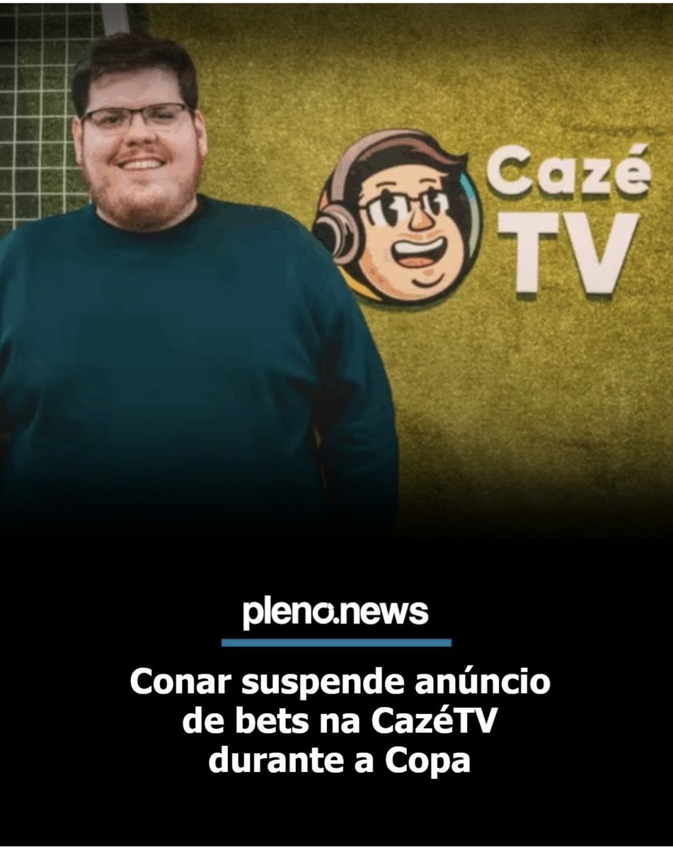 MARINESARALDI's tweet photo. Conar suspende anúncio de bets na CazéTV durante a Copa.

Qual sua opinião? https://t.co/lvsxqpq2iY