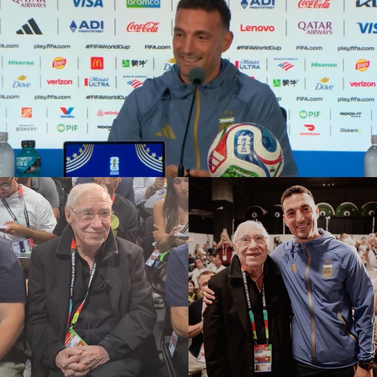 Transfery_'s tweet photo. 🥹 👏 Lionel Scaloni zrobił wyjątek dla 91-letniego Enrique Marqueza - dziennikarza z Argentyny, który pracuje przy swoim OSIEMNASTYM MUNDIALU!

Zasłużony dziennikarz zadał pytanie:

🎙 - Czy Messi zagra przeciwko Jordanii?

Na to selekcjoner reprezentacji Argentyny odpowiedział:

🗣️ "Nigdy nie odpowiadam dziennikarzom na takie pytania, ale ponieważ Pan mnie pyta, powiem: Messi zacznie mecz na ławce. Bardzo Pana SZANUJĘ i jestem DUMNY, że jest Pan tu z nami!" ❤️

🇦🇷 Enrique Marquez swój pierwszy Mundial relacjonował w... 1958 ROKU! To prawdziwa LEGENDA sportowego dziennikarstwa w Argentynie! 👑