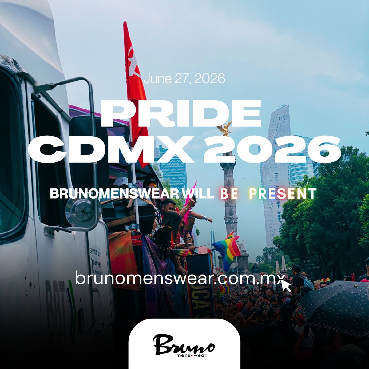 oficial_bmw's tweet photo. 🌈 ¡Llegó el día de celebrar el orgullo, el amor y la diversidad! Hoy, 27 de junio, BrunoMensWear dice presente en el #PrideCDMX2026

🛒 #brunomenswearcommx

#BrunoMensWear #CDMX2026 #Marcha27Jun #Pride2026 #CDMXPride https://t.co/T8qjUXGgNy