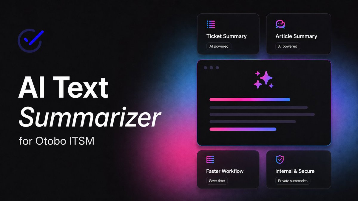 elh4di's tweet photo. I built 𝗔𝗜 𝗦𝘂𝗺𝗺𝗮𝗿𝘆 𝗲𝘅𝘁𝗲𝗻𝘀𝗶𝗼𝗻, an OTOBO extension that adds AI-powered ticket summaries directly into the ticket view. 👇
#OTRSCommunity #OTOBODatabase #ITDeveloper #ITSM #ITIL
#OTOBO #OpenSource #ServiceManagement #ITSMDeveloper #OTRS
#Helpdesk https://t.co/9FNnybUaFI