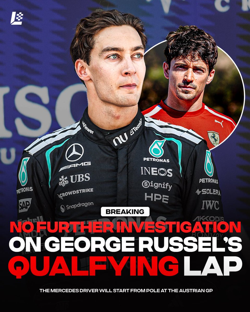 lap_by_lap's tweet photo. 🚨🚨| OFFICIAL: There will be NO further investigation on Georger Russell’s qualifying lap which earned him pole position!

According to FIA’s decision, the British driver has followed all the rules in his last qualfying lap and slowed down at double yellow flags in Sector 3 https://t.co/02ZV6QcPYP
