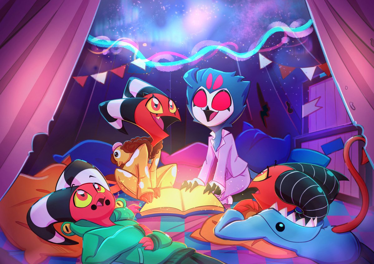 zero_lawliet's tweet photo. 𝓢𝓽𝓸𝓵𝓲𝓽𝔃 𝓦𝓮𝓮𝓴 2026 𝓓𝓪𝔂 7: Stargazing
 I like the idea of Stolas staying friends with them and having slumber parties ❤️✨ #helluvabossfanart #StolitzWeek https://t.co/WqeOxNryCY