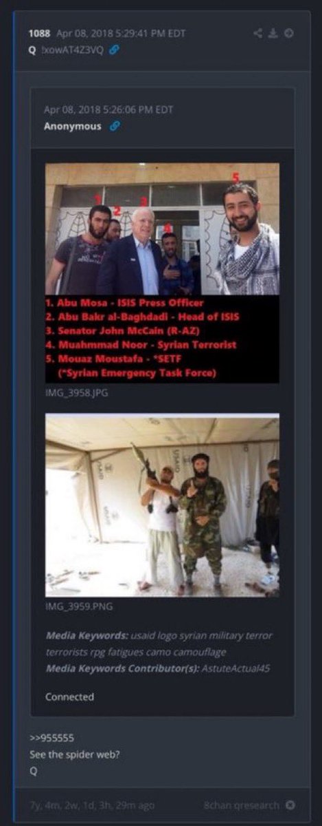 TheRubberDuck79's tweet photo. ‼️REMEMBER‼️ September 2, 2018 - at the funeral for Senator John McCain - National Security Advisor JOHN BOLTON was seen secretly accepting an envelope or small package from Mouaz Moustafa, a Syrian ETF Agent marked by Q in 2018.

Bolton had a song to sing. https://t.co/NxgGQQjacR