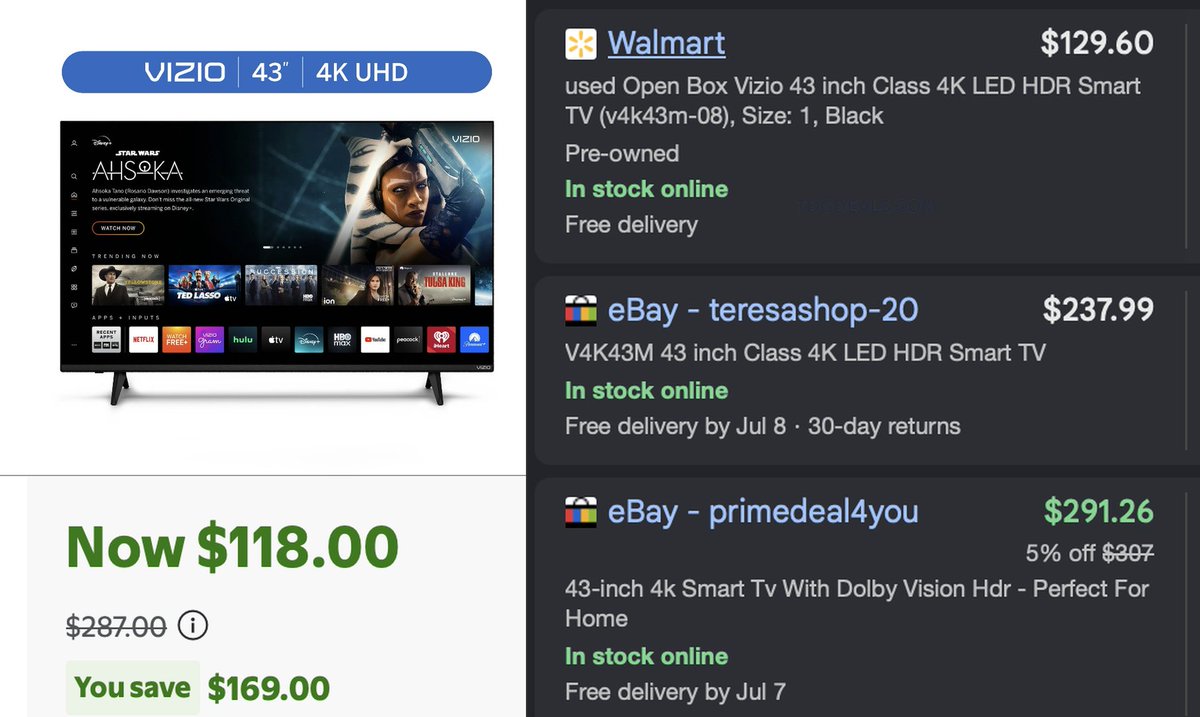 clrexplorer's tweet photo. CHECK FOR THIS TV  📺🔥

Walmart is selling this $200+ tv for $118

That's the pre-owned price for the new model

Stock is going in and out so check back later

https://t.co/KOnSAZQvfH

#WalmartPartner #ad https://t.co/59nLkRxC9L