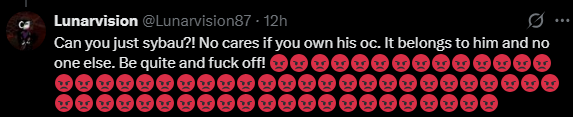 TIShadow6's tweet photo. Tyler Wilson/TRWilson is attempting to con artists into doing art of my OC, Connar. Guess he never learned after trying to steal Shadow Rush.

Very good chance he's back on Twitter too (mildly confident this is him), so block and report. That is all.

#StopTylerWilson https://t.co/OvHN9XQfzP