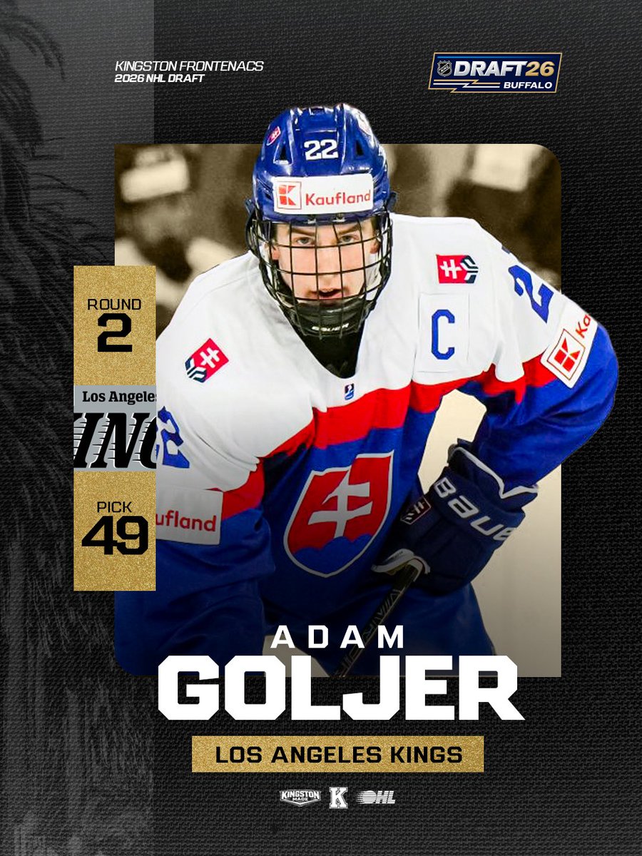 KingstonFronts's tweet photo. GOLO IS GOING TO HOLLYWOOD🤩

Adam Goljer is the newest member of the @LAKings‼️

#NHLDraft | @OHLHockey https://t.co/BFqiSnqDl3