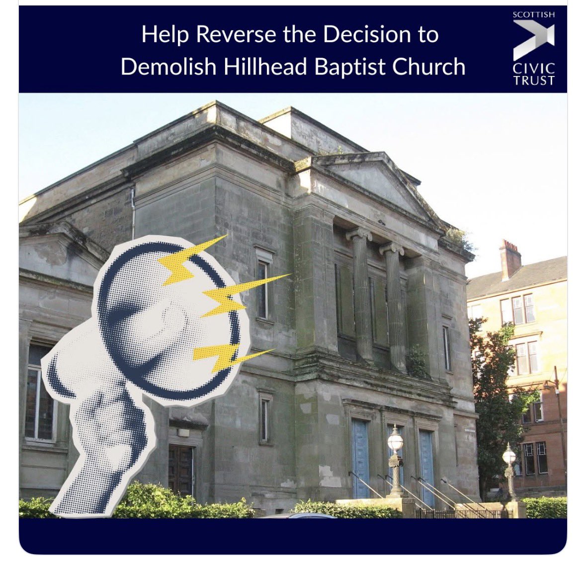 MrJohnNicolson's tweet photo. I strongly support this @scotcivictrust initiative to protect the Hillhead Baptist Church from demolition. The last thing Glasgow needs is yet more civic vandalism. 

The @scotgov needs to call this in as the Trust asks. @newglasgowsoc https://t.co/GuuEZXsCQx