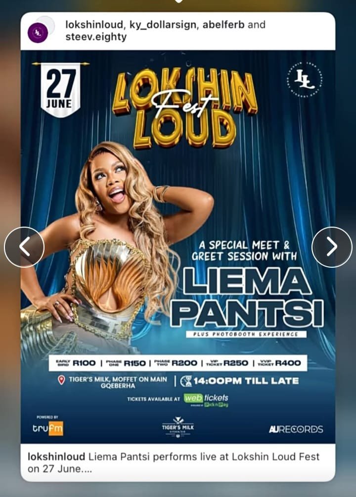 Suebabe13's tweet photo. It's happening 💃💃💃

SUPERSTAR LIEMA PANTSI
LIEMA AT LOKSHIN FEST
#LiemaXLokshinFest26
#LiemaPantsiTheArtist https://t.co/LyFJppCBl4