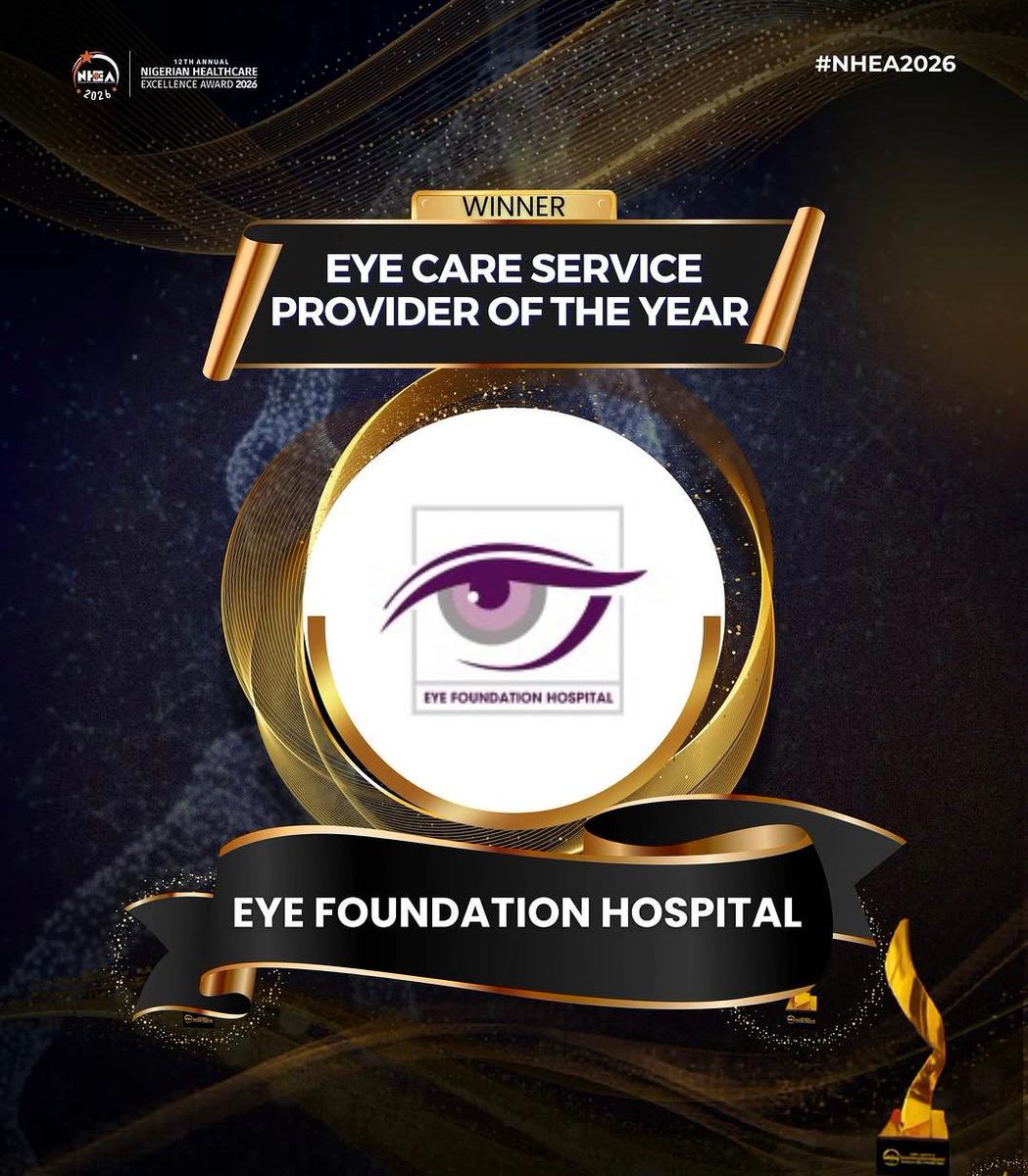 eyefoundationng's tweet photo. Thank you so much for voting for us at Eye Foundation Hospital.

For the 10th time in a row, we have been recognized at the Nigeria Healthcare Excellence Awards (NHEA) as "Eye Care Service Provider of The Year" and it’s all thanks to your trust, your votes, and your  support. https://t.co/u0HBDAqb4Z