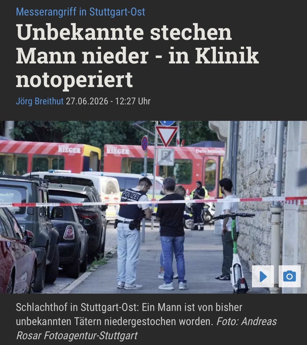 sarah_zickler's tweet photo. Und wieder ein Messerangriff. In Stuttgart! 

Scheint das neue „Normal“ zu sein. https://t.co/nOUU7csXj1