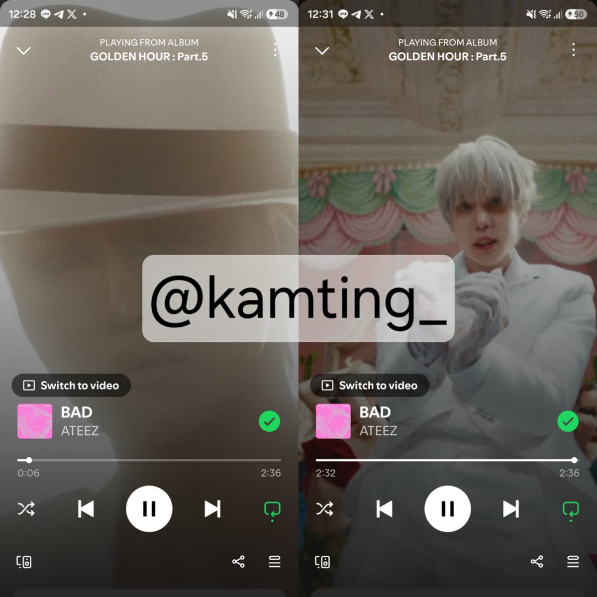 kamting_'s tweet photo. SPOTIFY

28 JUN
[1-2AM KST]

#ATEEZ #에이티즈 #GOLDENHOUR #GOLDENHOUR_Part5 #BAD #BAD에_빠져_허우적대 https://t.co/XHbqWVkzZC