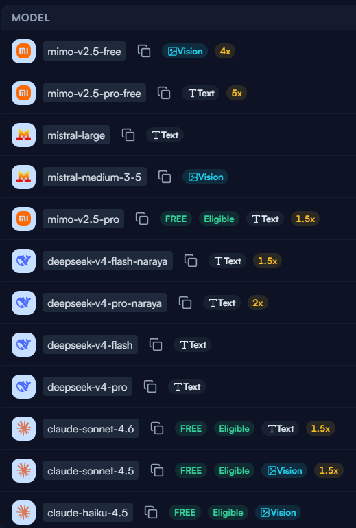 Airdrophone's tweet photo. Bansos AI | Free Model + Free Token

Gratis model sonnet-4.5/4.6 dan mimo v2.5 + 7M Free Token

Gaskan: https://t.co/PoQkQl682C
End-point: https://t.co/1cNg5C2iJC https://t.co/5vrzxKnrrC