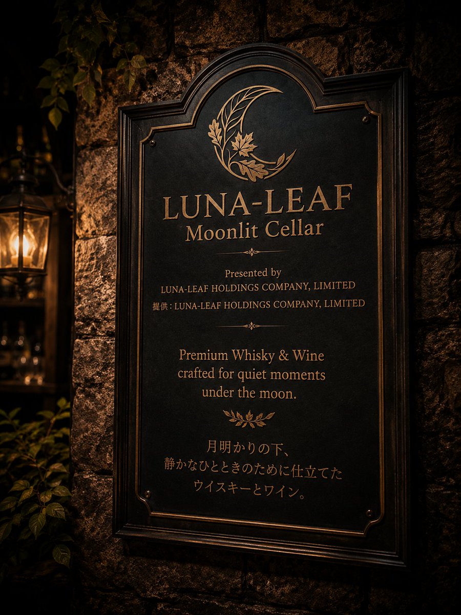 MallowbrookPark's tweet photo. ⚓MALLOWBROOK NEWS⚓
LUNA-LEAF Moonlit Cellar
ルナリーフ・ムーンリットセラー
提供：LUNA-LEAF HOLDINGS COMPANY, LIMITED（@koeda_otiba）

ポピーの月明かりの森の奥、月の葉が揺れる場所にだけ現れる“大人の隠れ家”。

ポピーの月明かりの森には、昔から「月の光を浴びた葉は、夜だけ特別な香りを宿す」という言い伝えがある。
その葉を探しに来た旅人たちが、森の奥で小さな貯蔵庫を見つけた。
そこには、職人たちが月明かりの下で熟成を見守るウイスキー樽と、森の果実を思わせるワインが眠っていた。

にぎやかな一日の終わりに、
月の葉がそっと灯る場所へ。