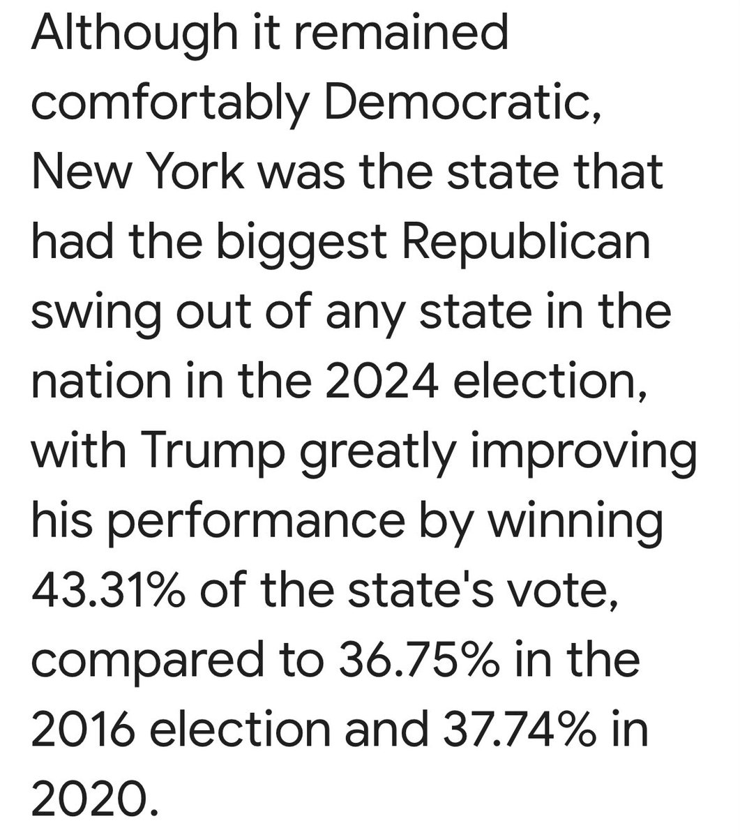 NancyNunes7's tweet photo. @kirapop1996 @taltal05 @NotHoodlum Actually there was a huge swing in voters towards trump. Almost 1/2 of New Yorkers cast a vote for him. Doesn’t sound partisan to me. https://t.co/iKOFxjyTQQ