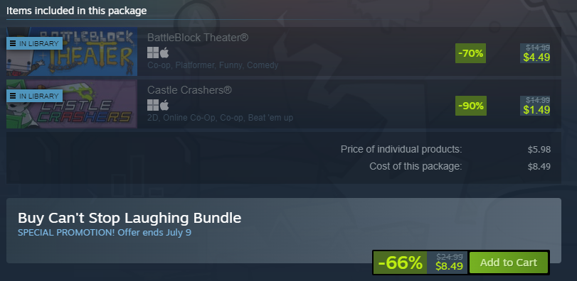glarfillion's tweet photo. good deal with castle crashers and battleblock theater https://t.co/ardxJYIxxJ