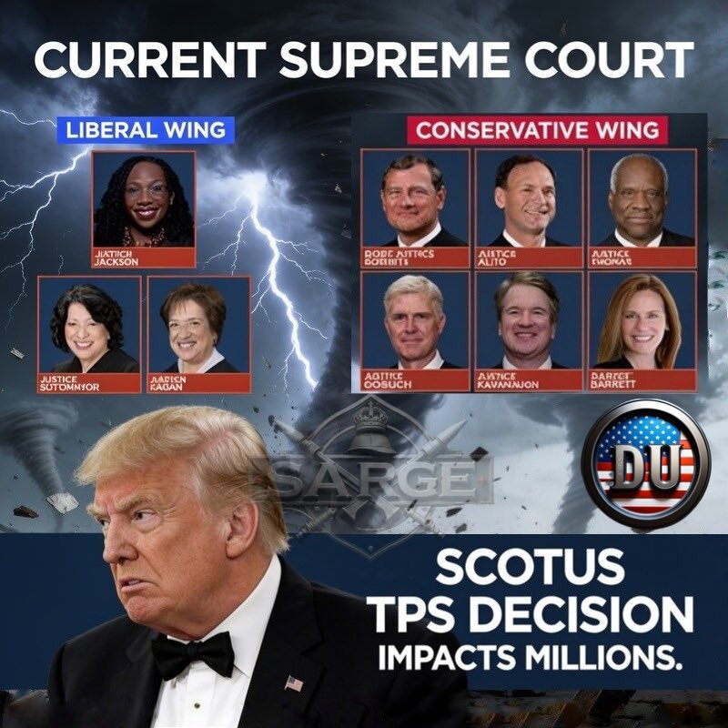 FeistyLibLady's tweet photo. Trump's bought and sold MAGA GOP majority on SCOTUS stripped away Temporary Protected Status (TPS).

Dept of Homeland Security can now treat people from Syria and Haiti like undocumented citizens and get off on their ICE dehumanization activities.

Trump can turn away migrants at the Southern border by physically preventing them from crossing into the USA as they seek protection from persecution.

Trump's SCOTUS is consist with its ruling about people of color.

They are racists like Trump, the MAGA majority in Congress and Trump's cultists.
#DemsUnited