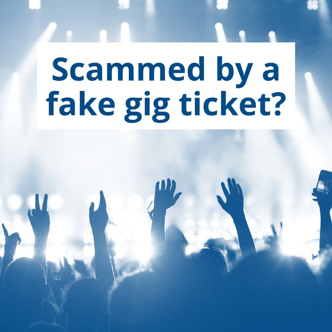 CASomerset's tweet photo. Think you've bought a fake gig ticket? Don't panic, there are steps you can take that may help you recover your money if you bought from a scam website.  

If you bought from a private seller, your protections may be more limited.  Find out more ⤵️ https://t.co/dzBRX8IyRc https://t.co/stNtokUDhm