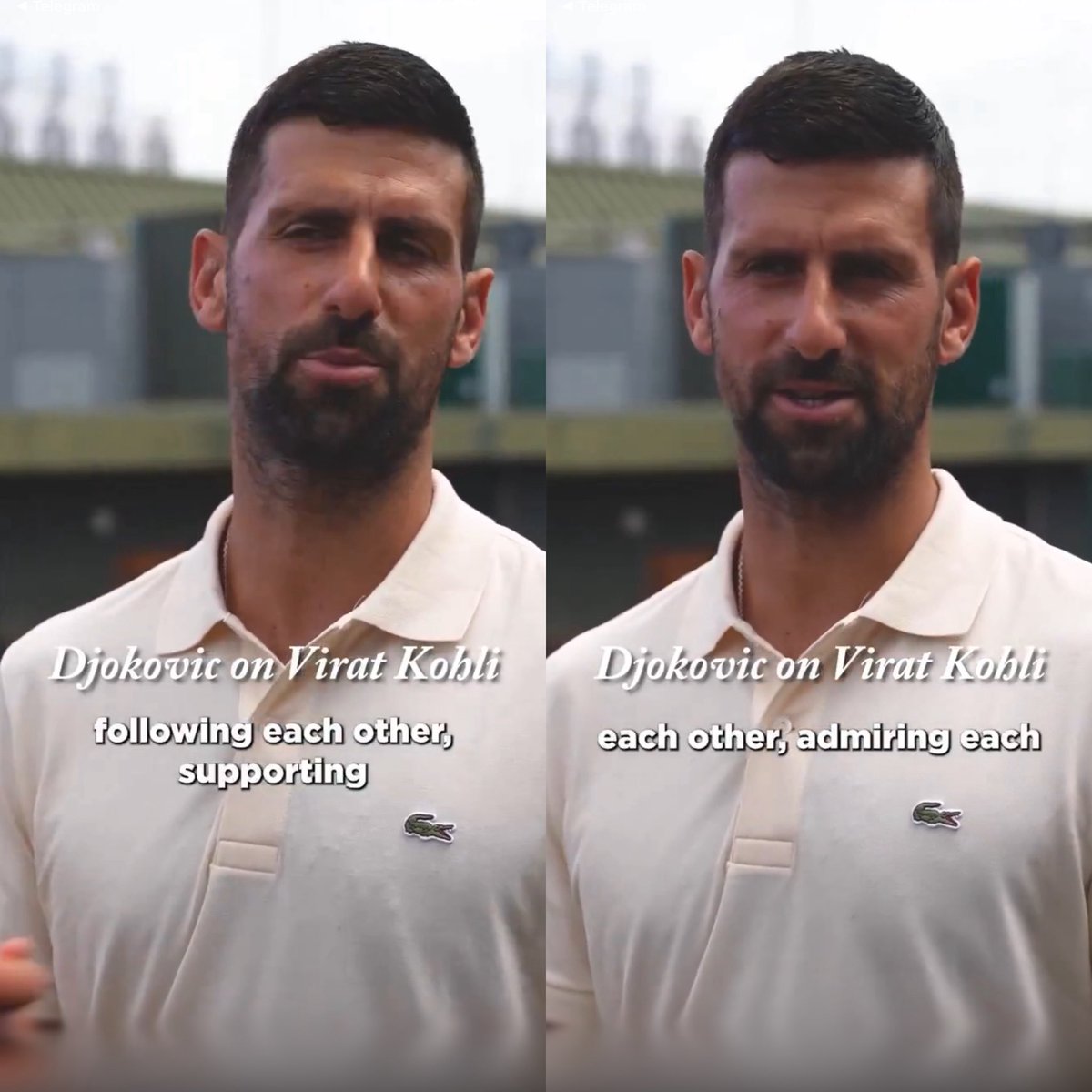 BluntIndianGal's tweet photo. Novak Djokovic legit appreciating and hyping Kohli but here our own country people search minutest of reason to hate him. https://t.co/r2g33r4oQ1